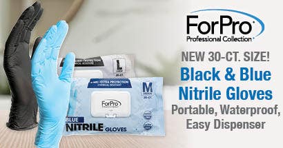 ForPro Black and Blue Nitrile Gloves 30-ct.