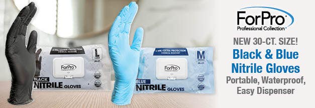 ForPro Black and Blue Nitrile Gloves 30-ct.