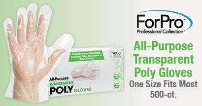 ForPro All-Purpose Transparent Poly Gloves